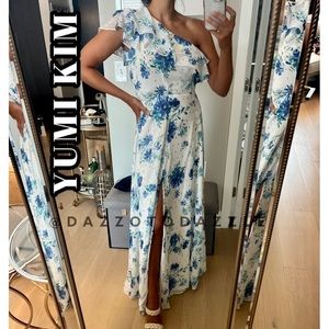 YUMI KIM *NwT* Blue and White Floral One Shoulder Karen Maxi Dress | 6